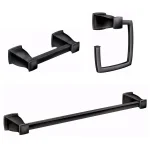 Moen Hensley 3-Piece Matte Black Bath Hardware Set with 24 in. Towel Bar, Paper Holder, and Towel Ring thumbnail 1