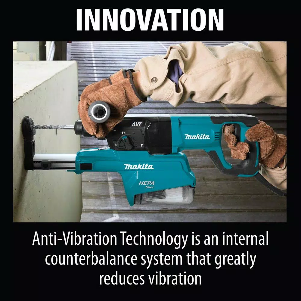 Makita HR2661 1 in. AVT Rotary Hammer with HEPA Dust Extractor, SDS-Plus, D-Handle