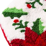 Glitzhome 21 in. Poinsettia Hooked Christmas Stocking - Acrylic and Polyester Holiday Decor thumbnail 3