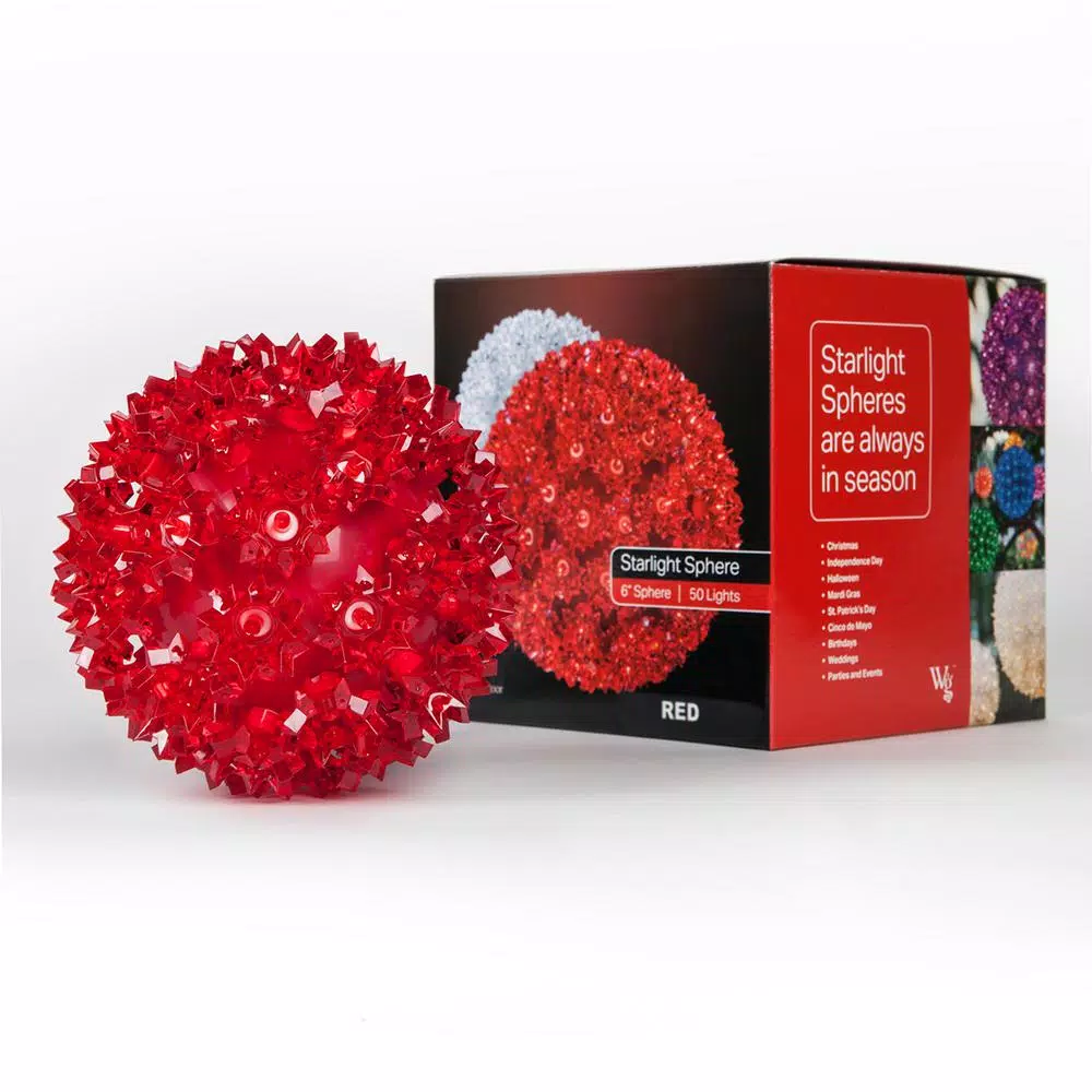 Wintergreen Lighting 6 in. Red LED Starlight Sphere Decorative Specialty Lights, 70 Lights