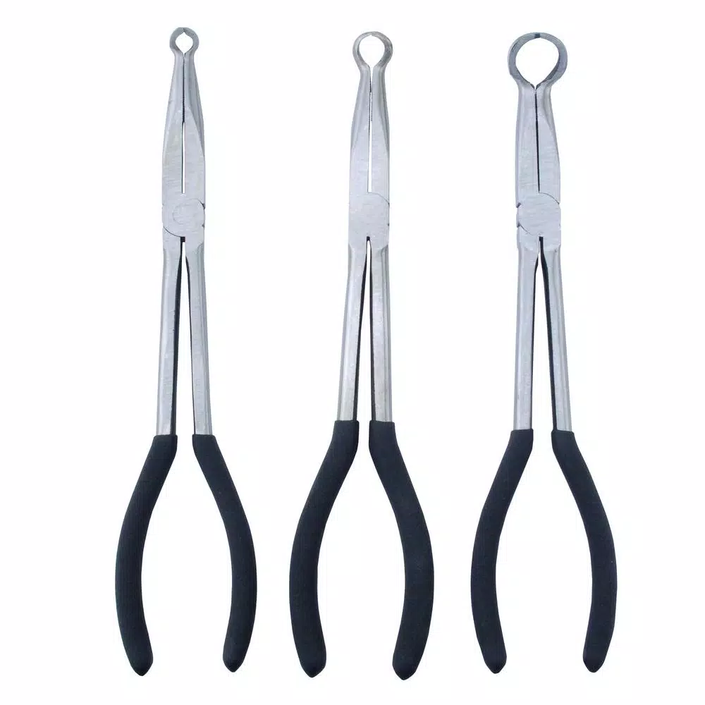 Steel Core 11 in. Long Reach Hose Grip Pliers Set, 3-Piece