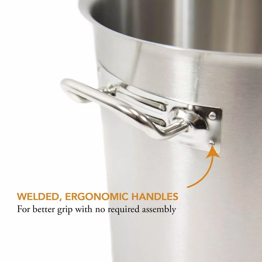 Gas One 40 Qt. Stainless Steel Stock Pot Set with Lid and Steamer Rack