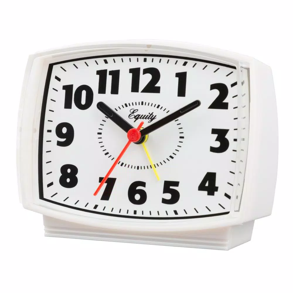 Equity by La Crosse 3 in. Analog Electric Alarm Clock with Backlight, White