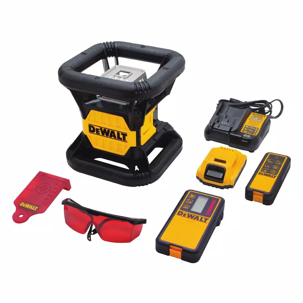 DEWALT 20V MAX Red Self-Leveling Rotary Laser Level Kit with Detector and TSTAK Case