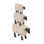 LITTON LANE 3-Stacked Sheep Polystone Sculpture - Off White Farmhouse Decor thumbnail 4