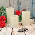LUMABASE 3-Piece Round Flameless LED Wax Candle Set with Remote Control, Color Changing Pillar Candles thumbnail 5