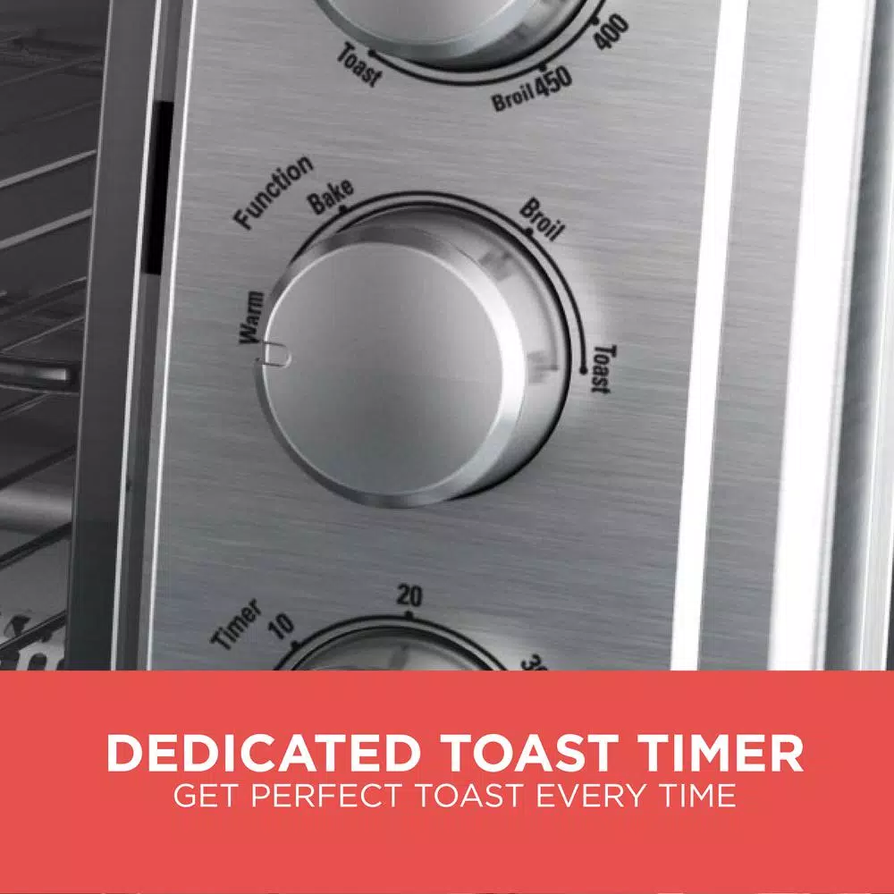 BLACK+DECKER 1500W 9-Slice Silver Toaster Oven with Rotisserie and Convection