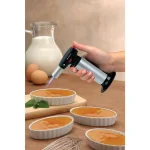 BonJour Creme Brulee Torch and Ramekin Set - 5 Piece Ceramic Oval Dish Set with Stainless Steel Torch thumbnail 3