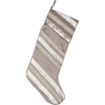 VHC Brands 20 in. Allura Dove Grey Viscose Velvet Christmas Stocking with Taupe and Silver Trim thumbnail 1