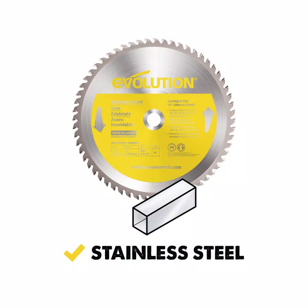 Evolution Power Tools Evolution 12 in. 80-Teeth Carbide Metal Cutting Saw Blade for Stainless Steel
