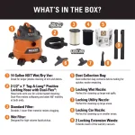 RIDGID 14 Gal. 6.0 Peak HP NXT Wet/Dry Shop Vacuum with 2.5 in. Locking Accessories thumbnail 2