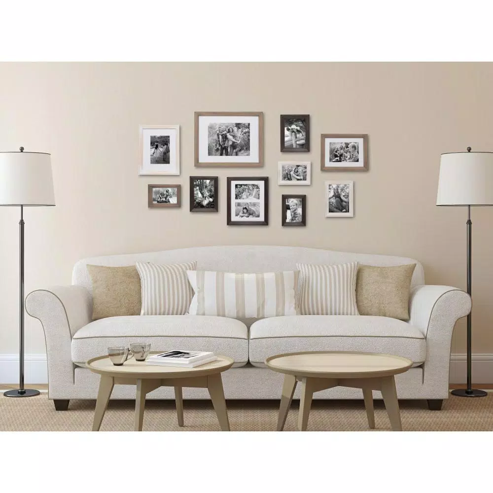 Kate and Laurel Bordeaux 10-Piece Gallery Wall Picture Frame Set - Multicolored Neutral Finishes