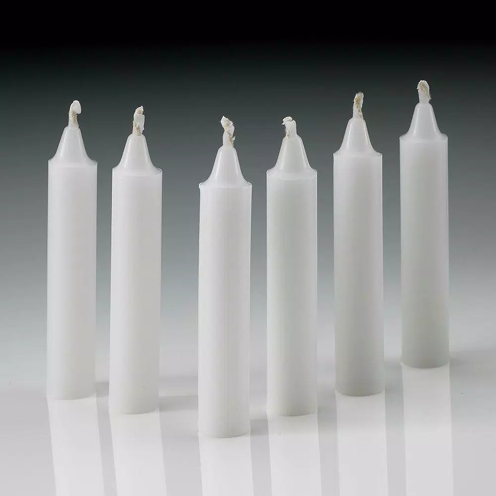 Light In The Dark White Taper Candles, 4 in. x 1/2 in. Thick, Unscented, Dripless, Set of 60