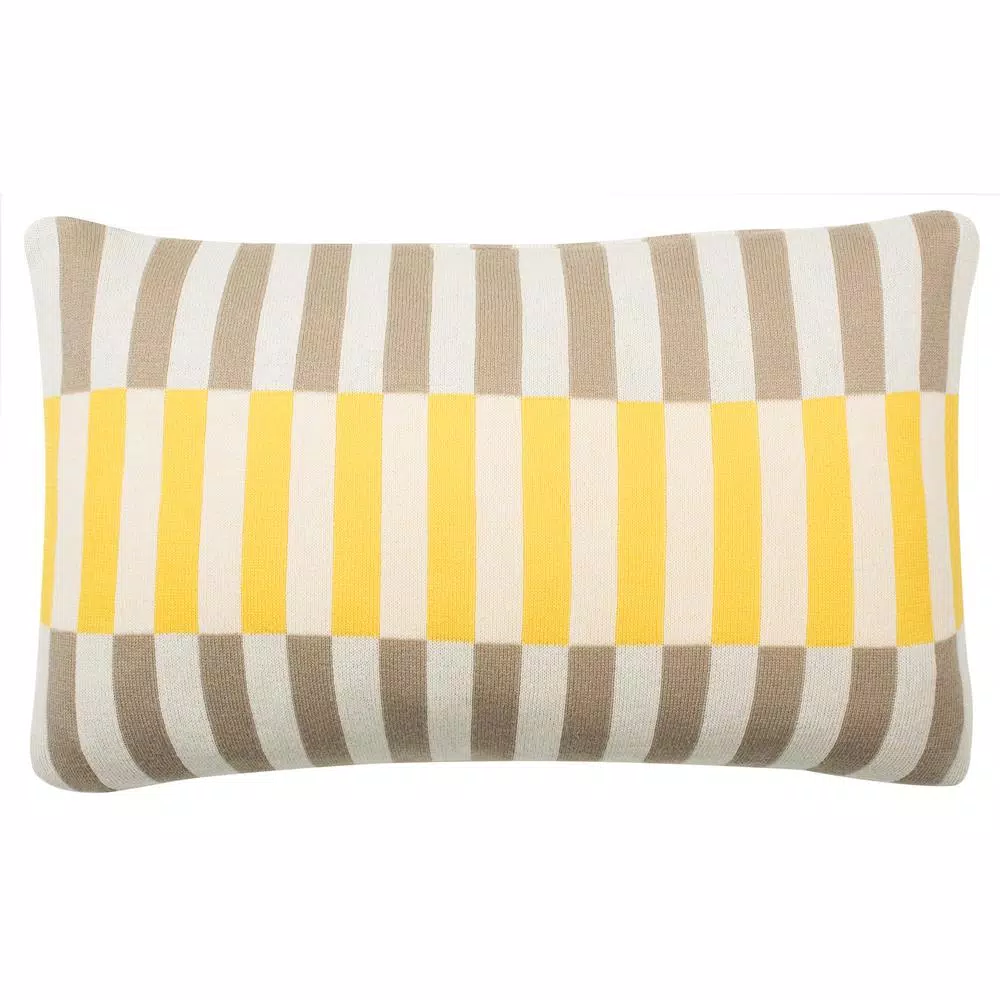 Safavieh Multi-Blocks 12 in. x 20 in. Stone Yellow Natural Striped Throw Pillow