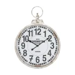 LITTON LANE 32 in. London Inspired Antique Round Wall Clock - Distressed White Metal Farmhouse Decor thumbnail 4