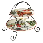Certified International Christmas on the Farm by Susan Winget 2-Tier Ceramic Cake Stand thumbnail 1