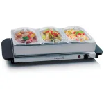 MegaChef 1.5L Stainless Steel Electric Buffet Server and Warming Tray with 3 Removable Crocks thumbnail 1
