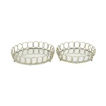 LITTON LANE Modern Reflections Silver Round Mirror Ring Trays, Set of 2 thumbnail 2