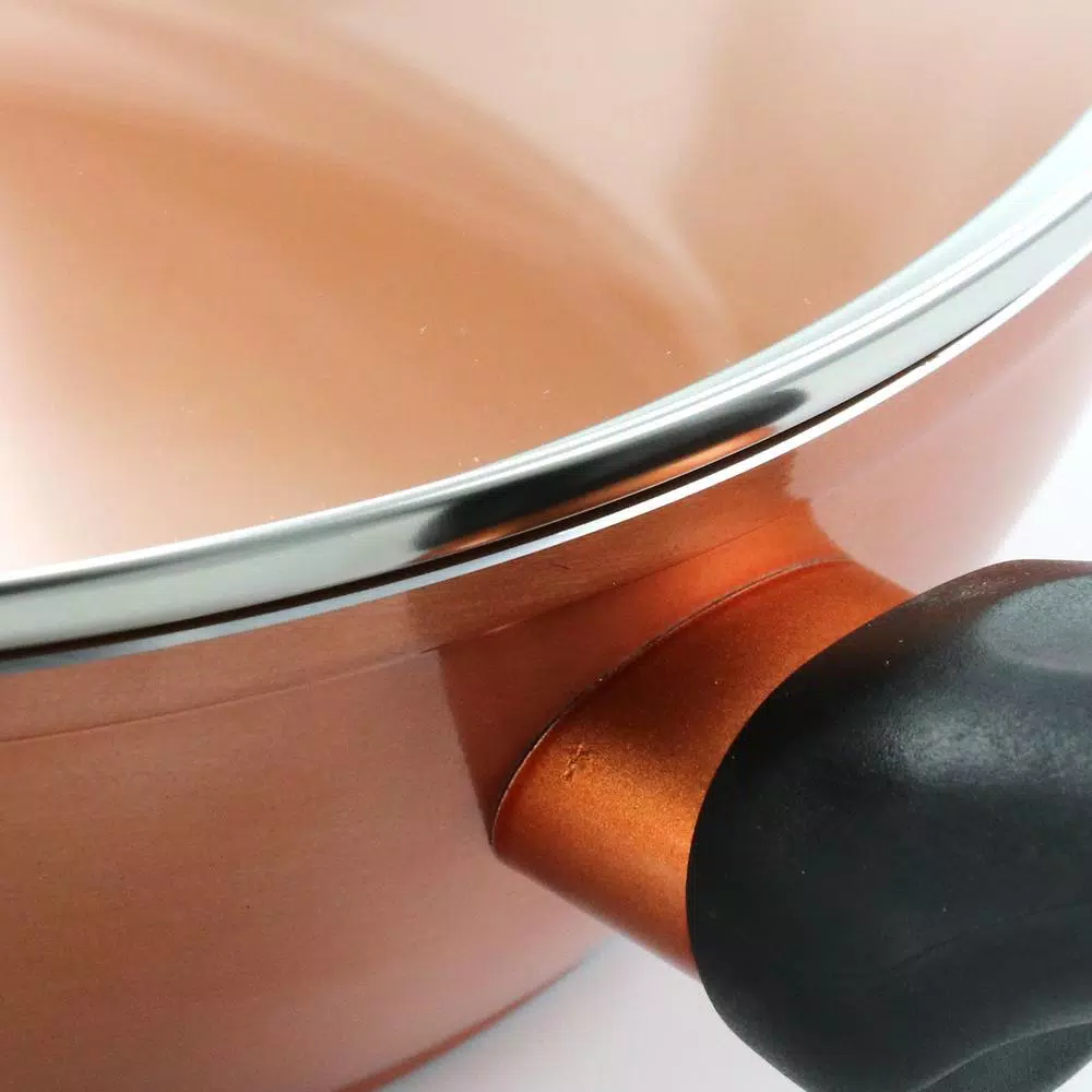 Gibson Home Cuisine 3 Qt. Aluminum Ceramic Nonstick Saute Pan with Glass Lid, Copper