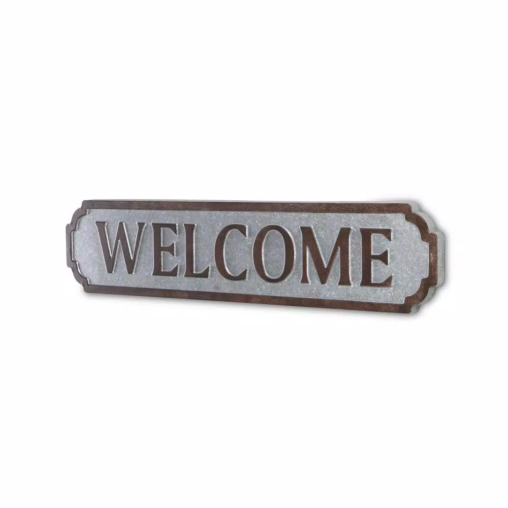 Cheungs Welcome Horizontal Galvanized Steel Wall Sign - Rustic Farmhouse Decor