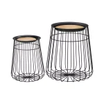 Home Decorators Collection Round Black Metal Decorative Basket Set with Wood Lid, Set of 2 thumbnail 5