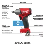 Milwaukee M18 FUEL 1/2 in. Compact Impact Wrench with Friction Ring, ONE-KEY, Brushless Cordless (Tool-Only) thumbnail 3