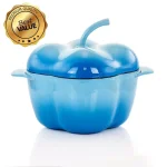 MegaChef 3 Qt. Pepper Shaped Enameled Cast Iron Casserole Dish, Blue thumbnail 1