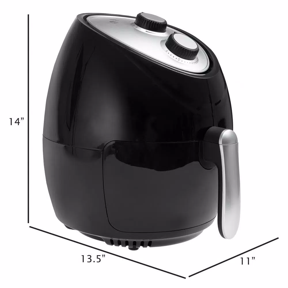 Classic Cuisine 3.7 Qt. Oil-Free Air Fryer, 1500W, Black