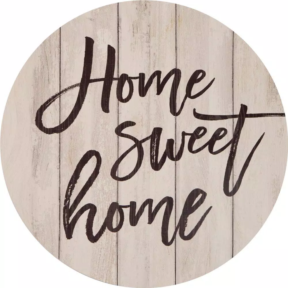 P Graham Dunn Home Sweet Home Oversized Washed White Wood Wall Decor - Rustic Circular Barrel Lid Style Sign