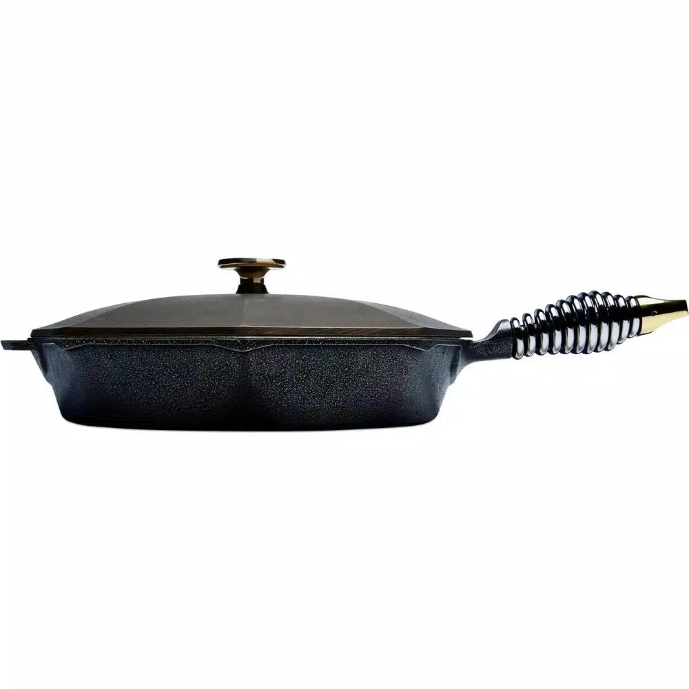 FINEX 12 in. Cast Iron Skillet with Lid, Pre-Seasoned Handmade Cookware