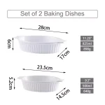MALACASA 2-Piece White Oval Porcelain Bakeware Set - 9.5 in. and 11.25 in. Ceramic Baking Dishes thumbnail 4