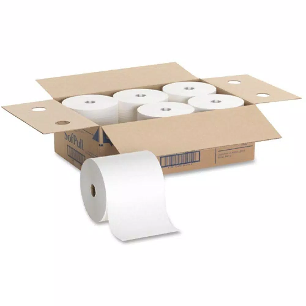 Georgia-Pacific SofPull White Hardwound Roll Paper Towels, 1-Ply, 1000 ft. Rolls (6 per Carton)