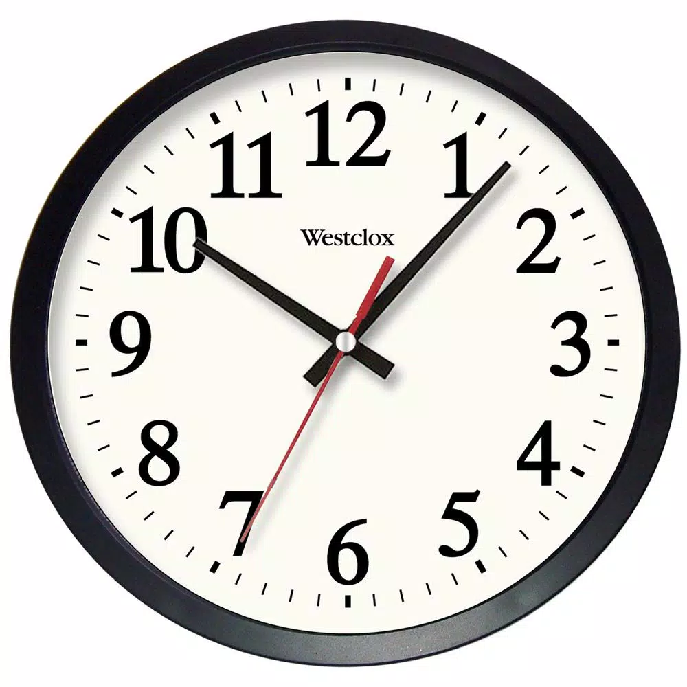 Westclox 14 in. Black Electric Wall Clock with Battery Backup