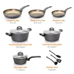 NutriChef Ridge-Line 12-Piece Aluminum Nonstick Cookware Set, Chrome thumbnail 4