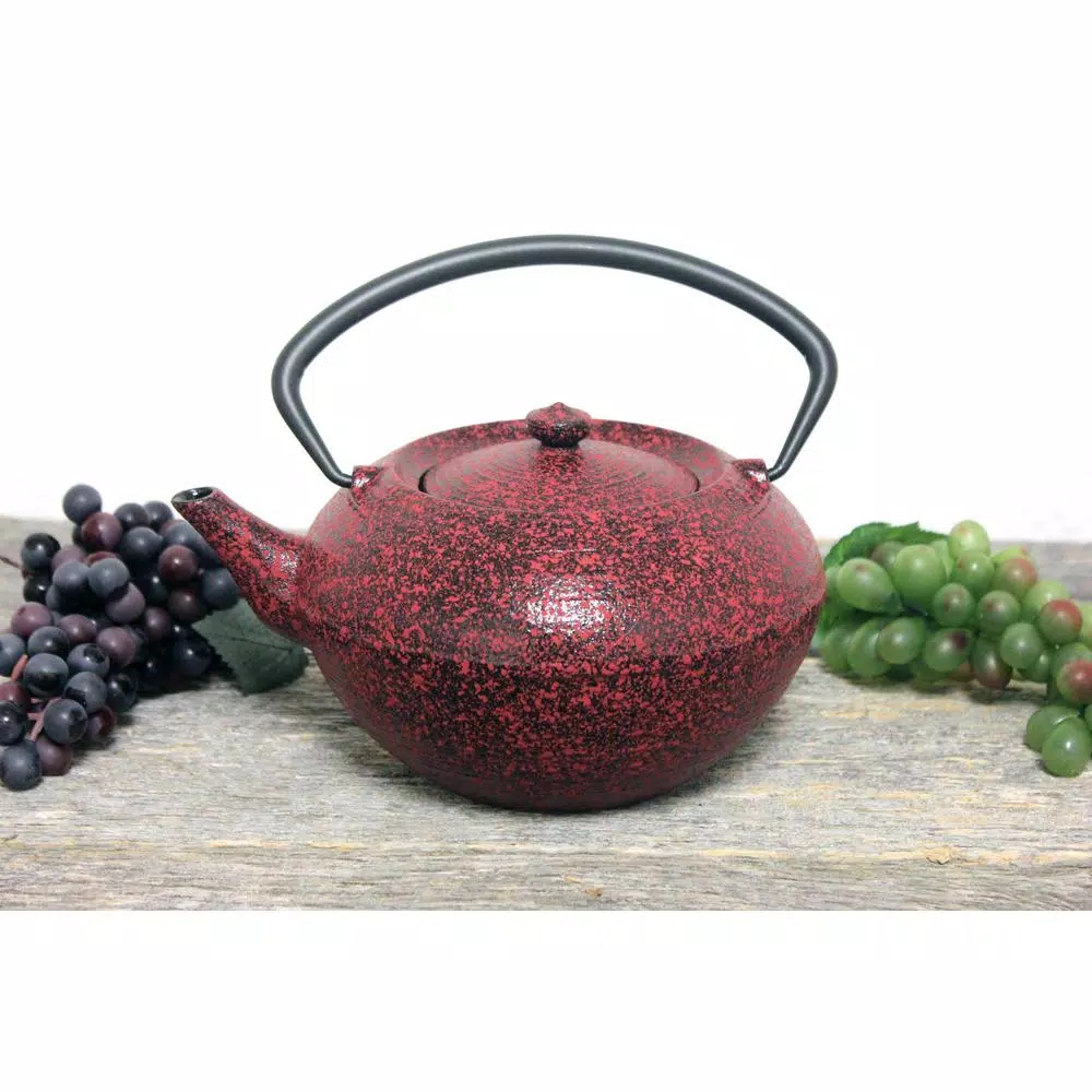 BergHOFF Studio 1.4 Qt. Red Cast Iron Teapot with Stainless Steel Filter