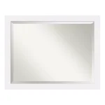 Amanti Art Corvino 45 in. W x 35 in. H Rectangular Beveled Edge Wood Bathroom Vanity Mirror, Satin White thumbnail 1