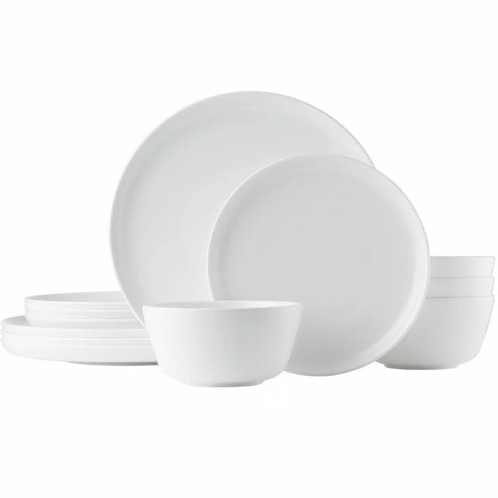 Noritake Marc Newson 12-Piece White Bone China Dinnerware Set, Service for 4