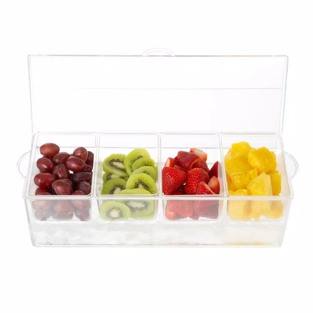 Classic Cuisine Cold Condiment Tray with Ice Chamber and Hinged Lid