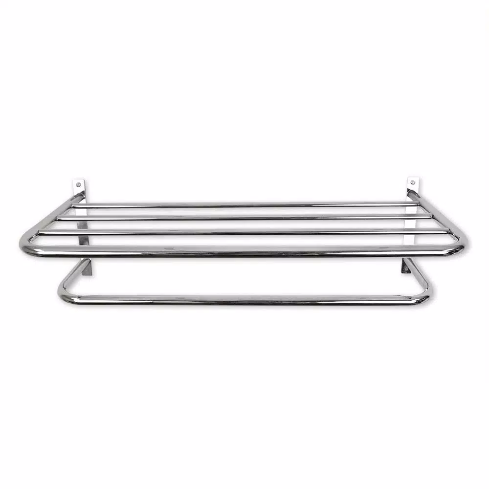 Unbranded Chrome Plated Steel 1-Bar Wall Mount Towel Rack and Bathroom Shelf