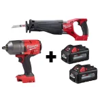 Milwaukee M18 FUEL 1/2 in. High Torque Impact Wrench & SAWZALL Reciprocating Saw Combo Kit with 2 6.0 Ah Batteries thumbnail 1