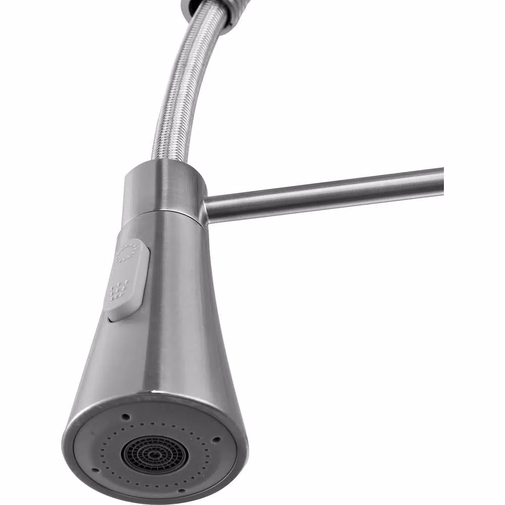 ANZZI Carriage Single Handle Kitchen Faucet, Brushed Nickel, Modern Deck Mount