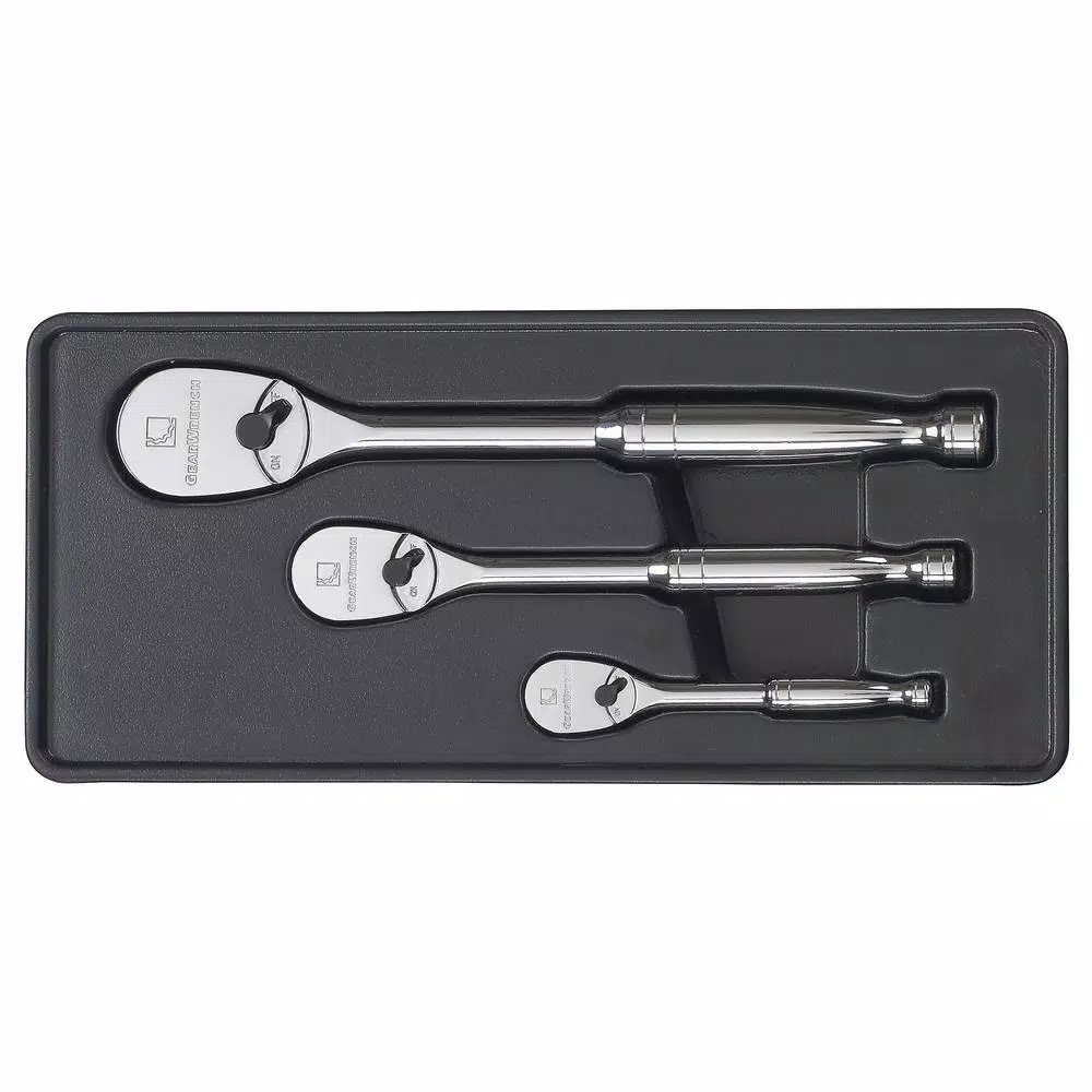 GearWrench 84-Tooth Full Polish Ratchet Set, 1/4 in., 3/8 in., and 1/2 in. Drive, 3-Piece