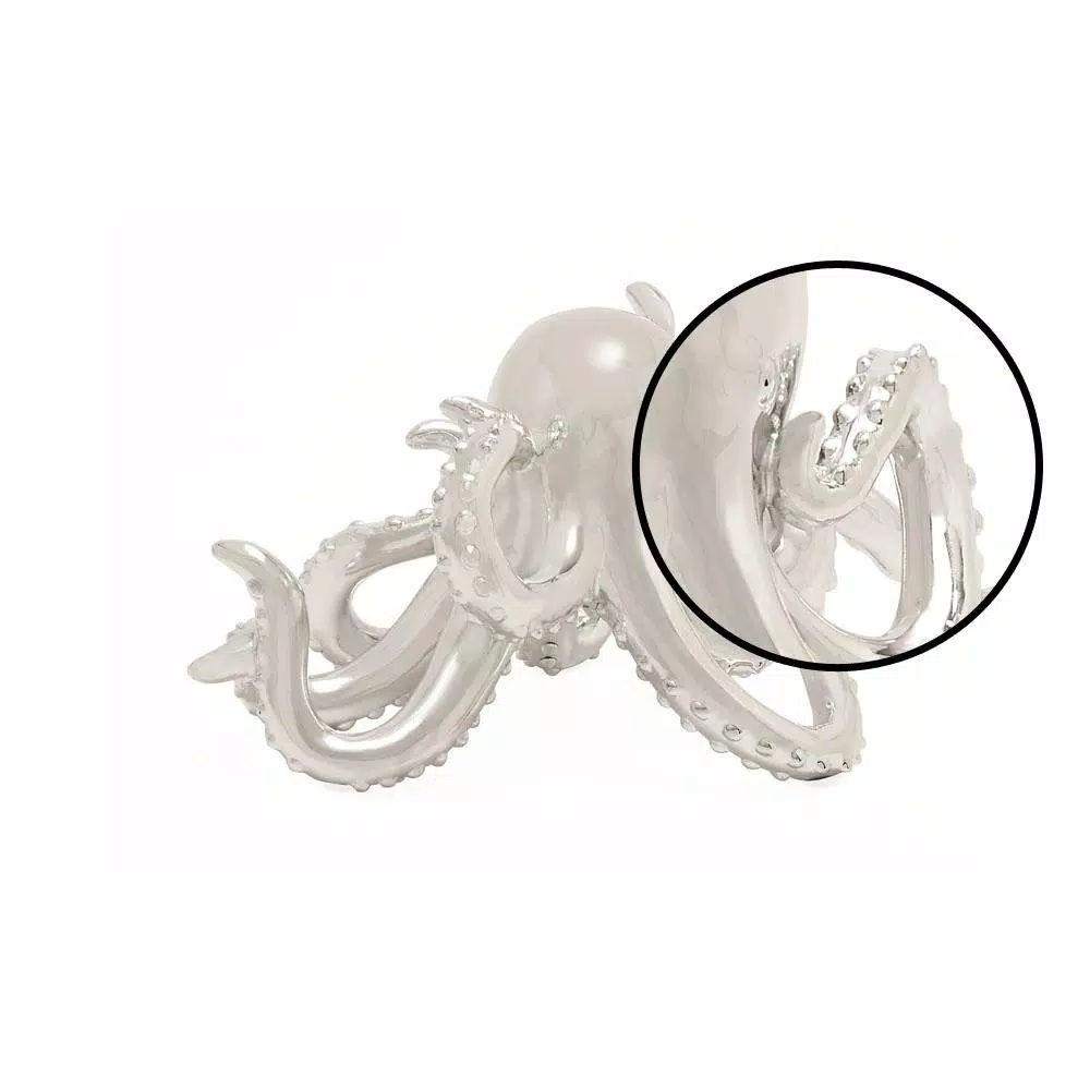 LITTON LANE Polystone Octopus Sculpture - Polished Silver Decorative Statuary