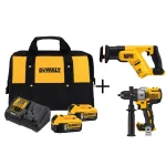 DEWALT 20V MAX Cordless Reciprocating Saw and Brushless Drill Combo Kit with (2) 5.0Ah Batteries & Charger thumbnail 1
