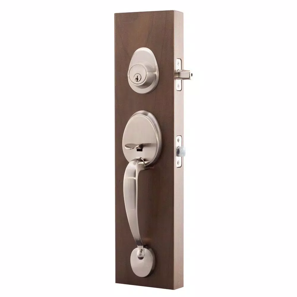 Copper Creek Colonial Satin Stainless Door Handleset with Waverly Lever Trim