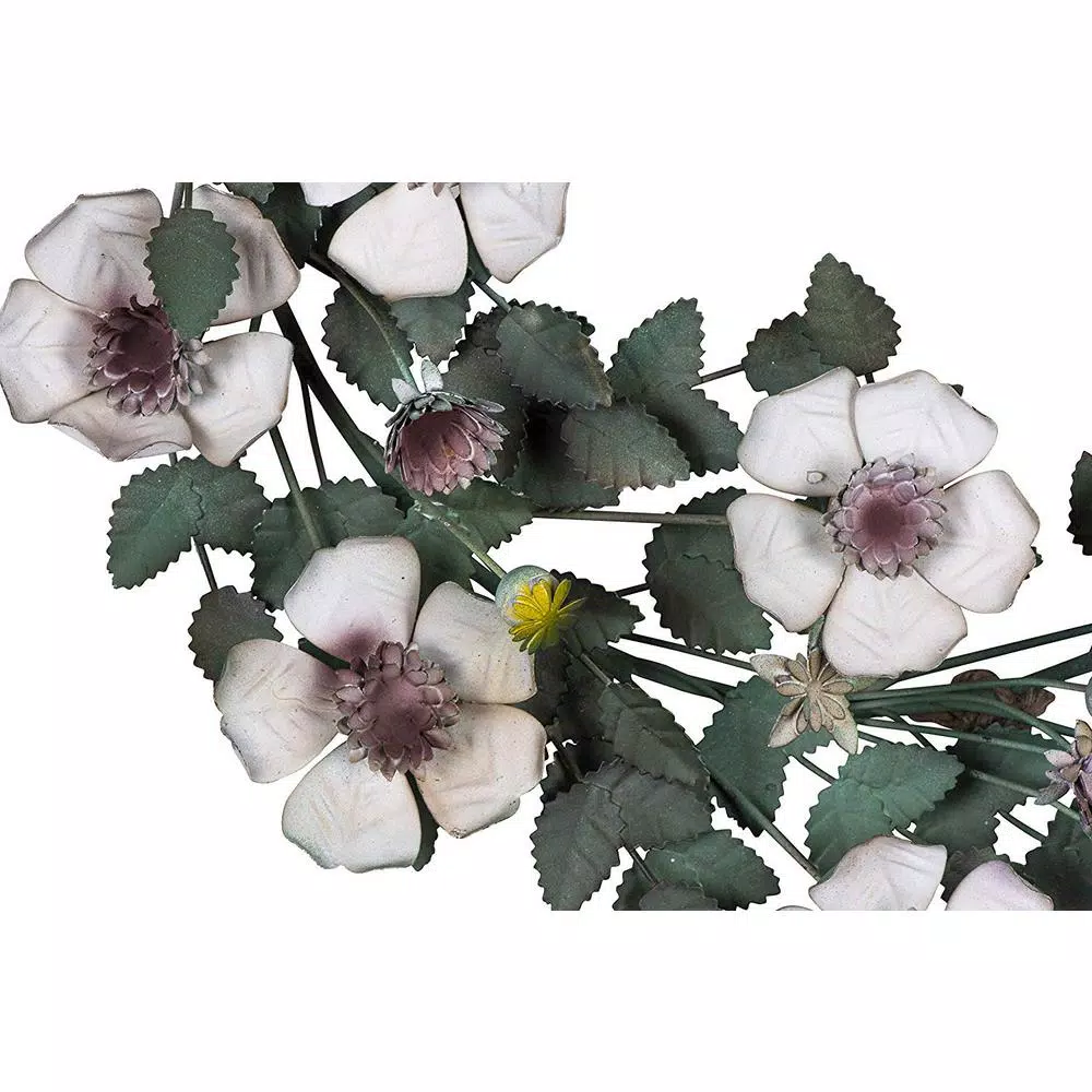 3R Studios Bungalow Lane 19 in. Hand Painted Tole Metal Flower Wreath, Multi-Colored