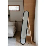Umbra Modern Black Leaning Floor Mirror with Solid Wood Easel Storage Rack thumbnail 6