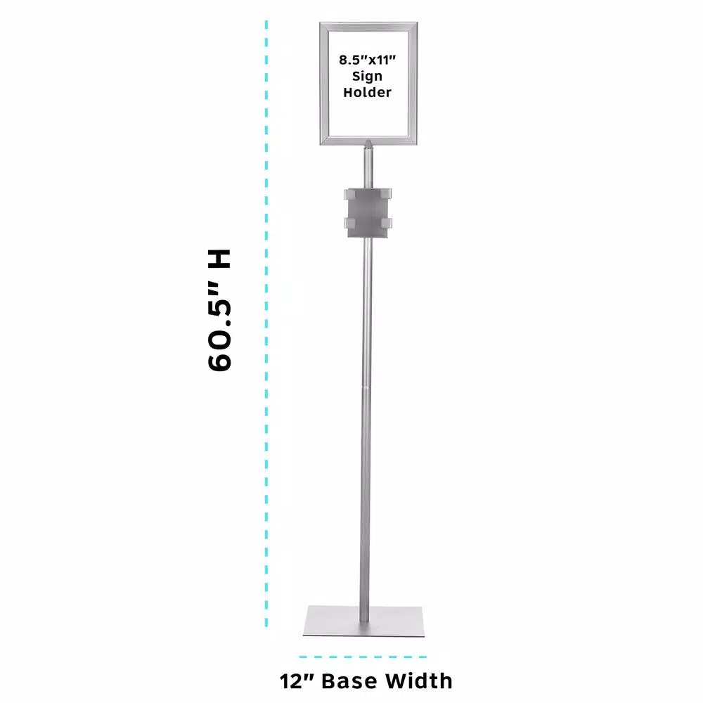 Alpine Industries 60.5 in. Sanitizing Wipes Dispenser Stand with 2-Sided Sign Holder