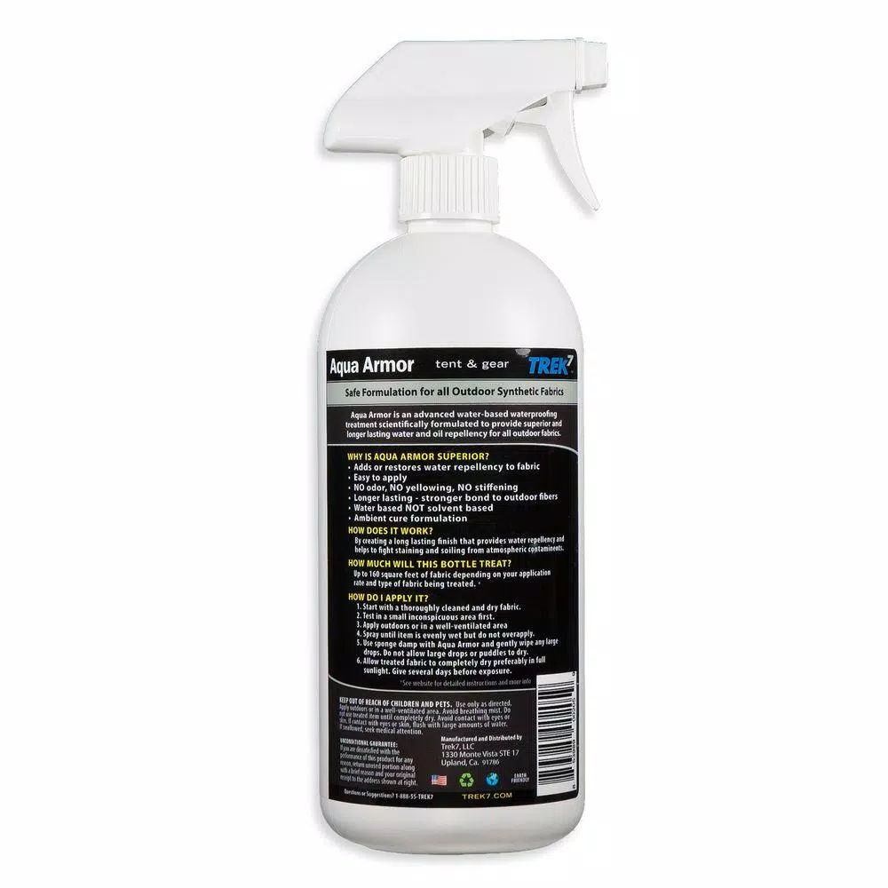 Trek7 Aqua Armor 32 oz. Fabric Waterproofing Spray for Tents and Outdoor Gear