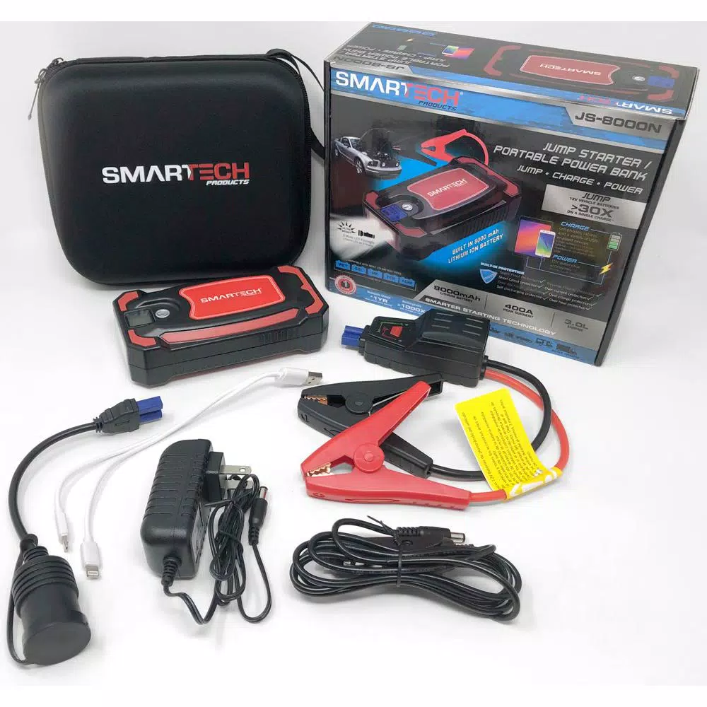 Smartech Products JS-8000N 8000 mAh Lithium Vehicle Jump Starter and Portable Power Bank